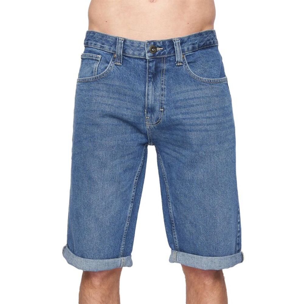 Crosshatch Mens Tillforth Denim Casual Shorts / Stone Wash